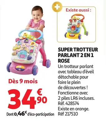 Auchan Super trotteur parlant 2 en 1 rose offre