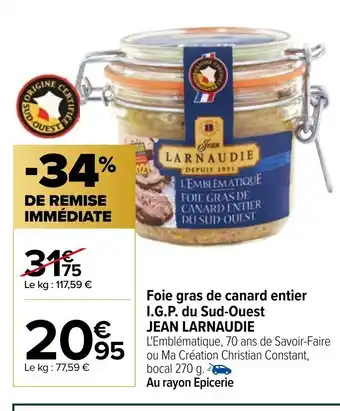 Carrefour Foie Gras de Canard Entier offre