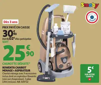 Auchan Rowenta chariot menage + aspirateur offre