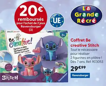 La Grande Récré RAVENSBURGER Coffret be creative stitch offre
