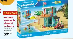 La Grande Récré Playmobil Poste de secours de plage et voiturette offre