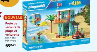 La Grande Récré Playmobil Poste de secours de plage et voiturette offre