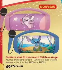 La Grande Récré Enceinte sans fil avec micro Stitch ou Angel offre
