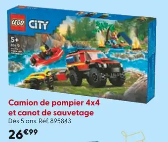 La Grande Récré LEGO Camion de pompier 4x4 et canot de sauvetage offre