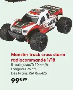 La Grande Récré Monster truck cross storm radiocommandé 1/18 offre