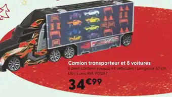 La Grande Récré Camion transporteur et 8 voitures offre
