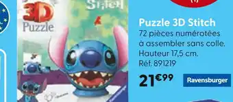 La Grande Récré Ravensburger Puzzle 3D Stitch offre