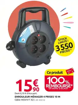 Mr Bricolage Enrouleur ménager 4 prises 10 m offre