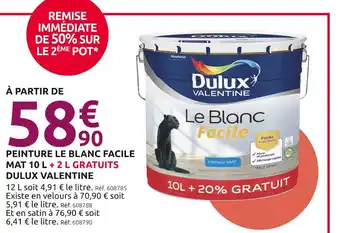 Mr Bricolage DULUX VALENTINE Peinture le blanc facile mat 10 l + 2 l gratuits offre