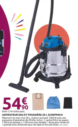 Mr Bricolage SCHEPPACH Aspirateur eau et poussière 20 L offre