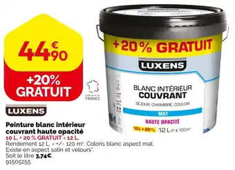 Weldom LUXENS Peinture blanc intérieur couvrant haute opacité offre