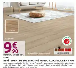 Mr Bricolage Revêtement de sol stratifié Rapido acoustique ép. 7 mm offre