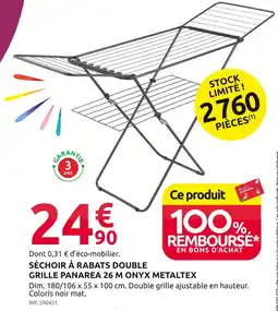 Mr Bricolage METALTEX Séchoir à rabats double grille panarea 26 m onyx offre