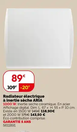 Weldom ARIA Radiateur électrique à inertie sèche offre