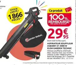 Mr Bricolage ELEM GARDEN TECHNIC Aspirateur Souffleur ASB3001-21 3000 W offre