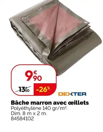 Weldom Dexter Bâche marron avec œillets offre