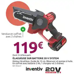Mr Bricolage INVENTIV Élagueuse sur batterie 20 v system offre