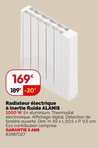 Weldom ALANIS Radiateur électrique à inertie fluide offre