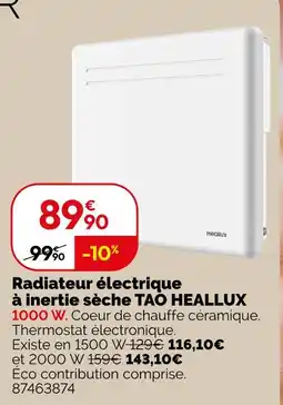 Weldom HEALLUX Radiateur électrique à inertie sèche TAO offre