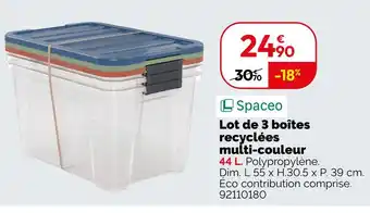 Weldom Spaceo Lot de 3 boîtes recyclées multi-couleur offre