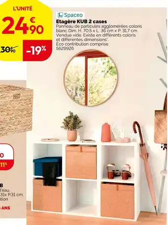 SPACEO Etagère kub 2 cases