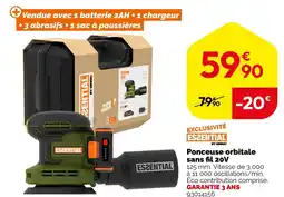 Weldom ESENTIAL BY WORX Ponceuse orbitale sans fil 20V offre
