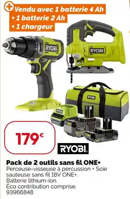 Weldom RYOBI Pack de 2 outils sans fil ONE+ offre