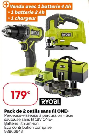 Weldom RYOBI Pack de 2 outils sans fil ONE+ offre