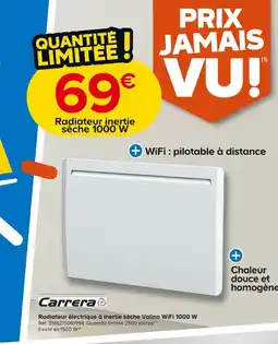 Castorama Carrera Radiateur électrique à inertie sèche Volino WiFi 1000 W offre