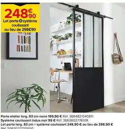 Castorama Porte atelier larg. 83 cm noire offre