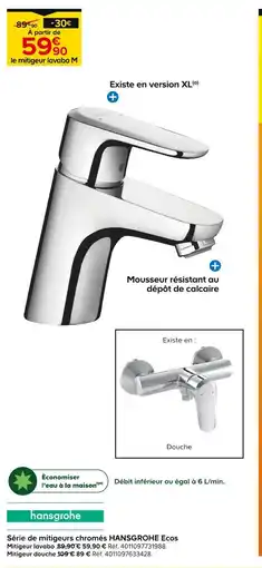 Castorama Hansgrohe Série de mitigeurs chromés Ecos offre