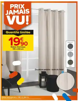 Castorama Rideau thermique écru l. 135 x H. 240 cm offre