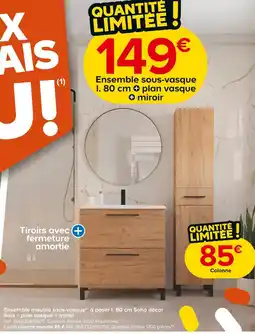 Castorama Ensemble sous-vasque l. 80 cm + plan vasque + miroir offre