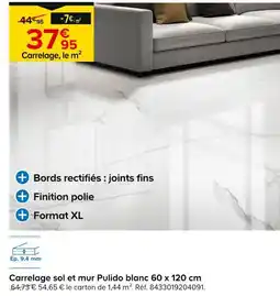 Castorama Carrelage sol et mur Pulido blanc offre