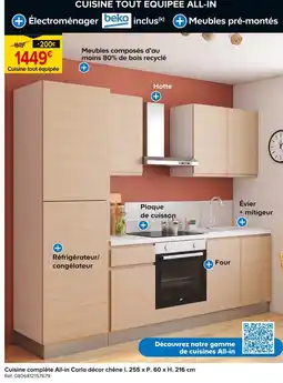 Castorama Beko Cuisine tout équipée All-in Carla décor chêne offre