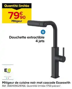 Castorama Esseswith Mitigeur de cuisine noir mat cascade offre