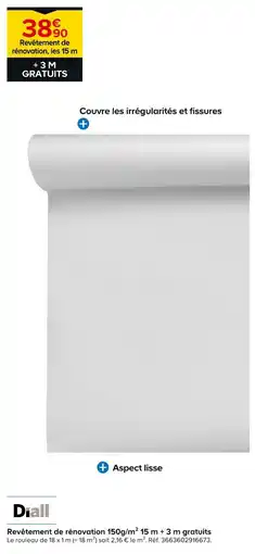 Castorama Diall Revêtement de rénovation 150g/m2 15 m + 3 m gratuits offre