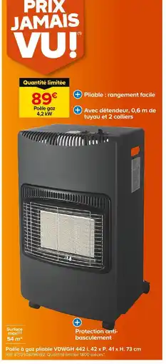 Castorama Poêle à gaz pliable VDWGH 442 l. 42 x P. 41 x H. 73 cm offre
