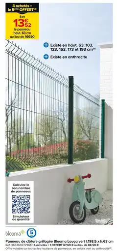 Castorama Blooma Panneau de clôture grillagée Louga vert offre
