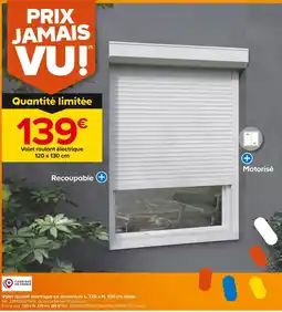 Castorama Volet roulant électrique en aluminium L. 120 x H. 130 cm blanc offre