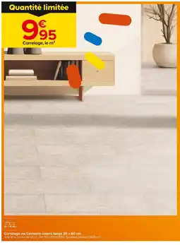 Castorama Carrelage sol Cemento coloris beige 30 x 60 cm offre