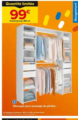 Castorama Kit dressing 2 colonnes l. 180 x H. 200 cm décor blanc offre
