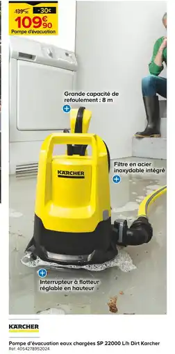 Castorama Kärcher Pompe d’évacuation eaux chargées SP 22000 L/h Dirt offre