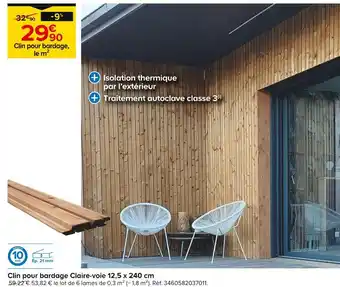 Castorama Clin pour bardage Claire-voie 12,5 x 240 cm offre