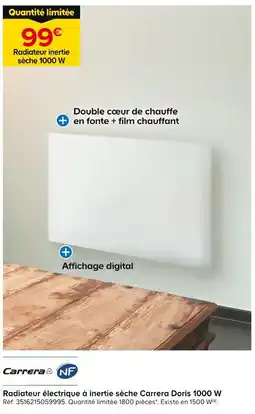 Castorama Carrera Radiateur électrique à inertie sèche Carrera Doris 1000 W offre