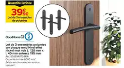 Castorama GoodHome Ensembles de poignées sur plaque rond Hirel effet nickel mat noir offre