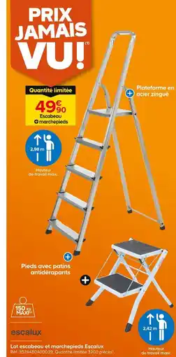 Castorama Escalux Lot escabeau et marchepieds offre