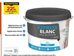 Castorama Valspar Peinture(d) murs et plafonds express blanc lumineux mat 10 L offre