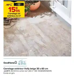 Castorama GoodHome Carrelage extérieur Volfy beige 30 x 60 cm offre