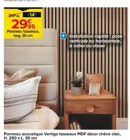 Castorama Panneau acoustique Vertigo tasseaux MDF décor chêne clair offre